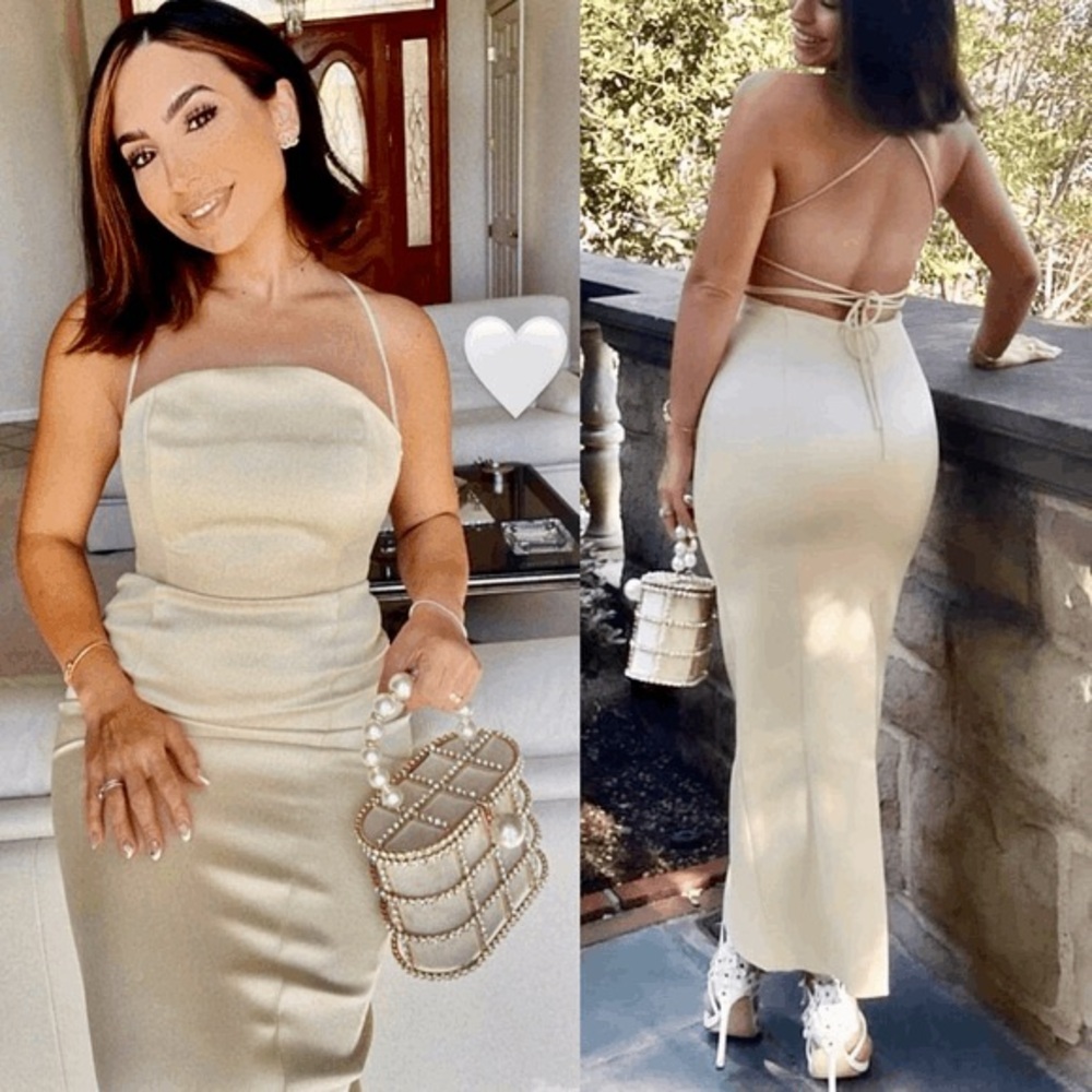 Elegant Cream Backless Dress